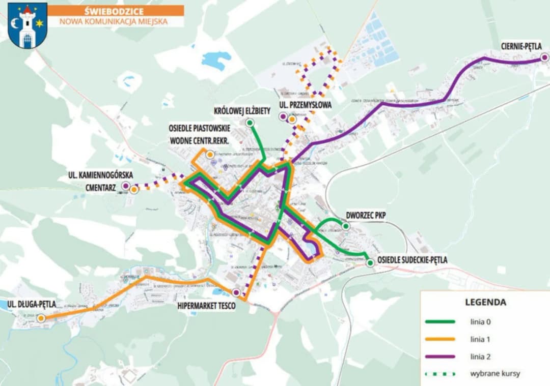Nowy rozkład jazdy linii 1 w Świebodzicach – zmiany i nowe przystanki